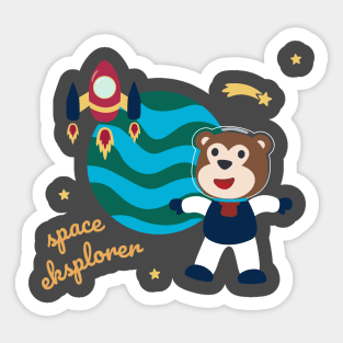 Space monkey or astronaut in a space suit with cartoon style Sticker